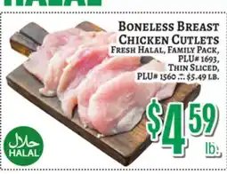 Trade Fair Supermarket BONELESS BREAST CHICKEN CUTLETS offer