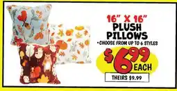 Ollie's 16 X 16 PLUSH PILLOWS offer