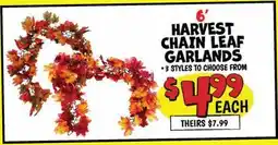 Ollie's 6' HARVEST CHAIN LEAF GARLANDS offer
