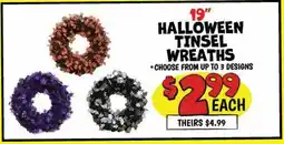 Ollie's 19 HALLOWEEN TINSEL WREATHS offer