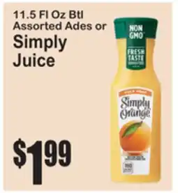 SuperFresh 11.5 FL Oz Btl Assorted Ades or Simply Juice offer