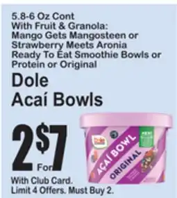 SuperFresh Dole Açaí Bowls offer