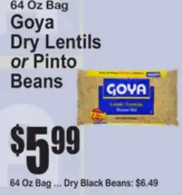 SuperFresh 64 Oz Bag Goya Dry Lentils or Pinto Beans offer