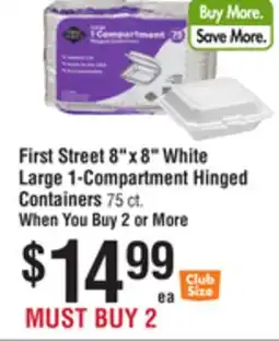 Smart & Final First Street 8 x 8 White Large 1-Compartment Hinged Containers offer