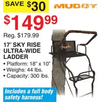 Dunham's Sports MUDDY 17' SKY RISE ULTRA-WIDE LADDER offer