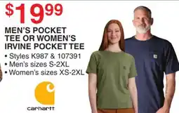 Dunham's Sports MEN'S POCKET TEE OR WOMEN'S IRVINE POCKET TEE offer