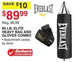 Dunham's Sports EVERLAST 80 LB. ELITE HEAVY BAG AND GLOVES COMBO offer