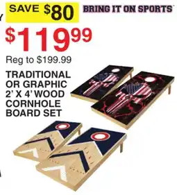 Dunham's Sports TRADITIONAL OR GRAPHIC 2' X 4' WOOD CORNHOLE BOARD SET offer