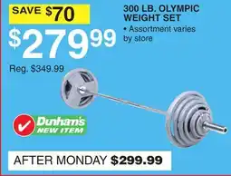 Dunham's Sports 300 LB. OLYMPIC WEIGHT SET offer