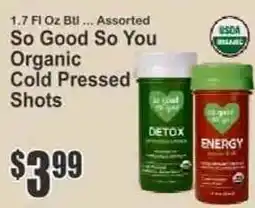 Key Food So Good So You Organic Cold Pressed Shots offer