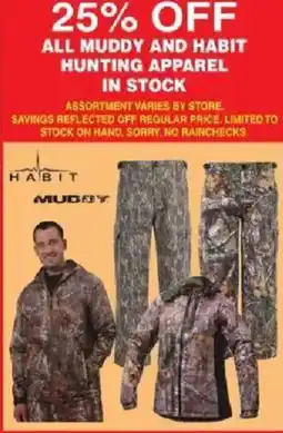 Dunham's Sports Muddy and Habit Hunting Apparel offer