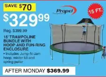 Dunham's Sports Propel 15' trampoline bundle with hoop and fun-ring enclosure offer