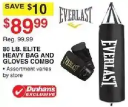 Dunham's Sports Everlast heavy bag and gloves combo offer
