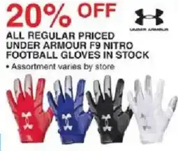 Dunham's Sports Under Armour F9 Nitro Football Gloves offer