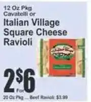 Key Food Italian Village square cheese ravioli offer