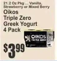 Key Food Oikos triple zero greek yogurt offer