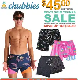 Dunham's Sports Chubbies men's swim trunks offer