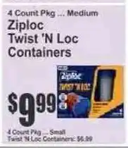 Key Food Ziploc twist 'n Loc containers offer