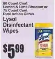 Key Food Lysol Disinfectant Wipes offer