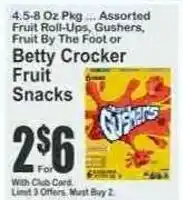 Key Food Betty Crocker Fruit Snacks offer