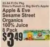 Key Food Apple & Eve Sesame Street Organics 100% Juice offer