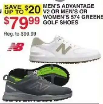 Dunham's Sports New Balance men's advantage v2 or men's or women's 574 greens golf shoes offer