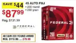 Dunham's Sports Federal 40 S&W 200 Round Ammo offer