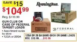 Dunham's Sports Remington gun club or federal target loads offer