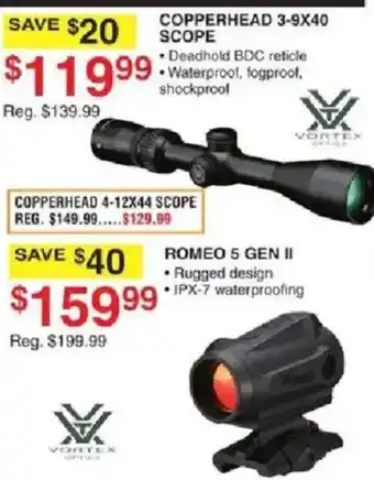 Dunham's Sports Vortex Copperhead 3-9x40 Scope offer