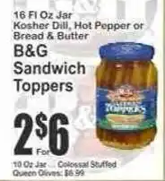 Key Food B&G sandwich toppers offer