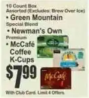 Key Food Green Mountain Special Blend, Newman's Own Premium, McCafé Coffee K-Cups offer