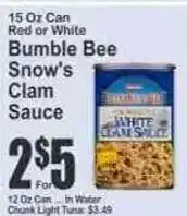Key Food Bumble Bee Snow's Clam Sauce offer