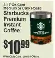 Key Food Starbucks premium instant coffee offer