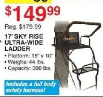Dunham's Sports 17' sky rise ultra-wide ladder offer