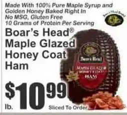 Key Food Boar's Head Maple Glazed Honey Coat Ham offer