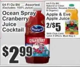 Key Food Ocean Spray cranberry juice cocktail offer
