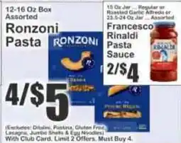 Key Food Ronzi Pasta Sauce offer