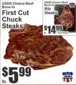 Key Food Usda choice beef bone in first cut chuck steaks offer