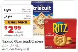 Family Fare Nabisco Ritz or Snack Crackers offer