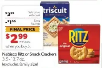 Family Fare Nabisco Ritz or Snack Crackers offer