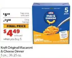 Family Fare Kraft Original Macaroni & Cheese Dinner offer