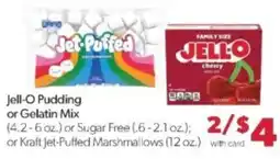 Family Fare Jell-O Pudding or Gelatin Mix or Kraft Jet-Puffed Marshmallows offer