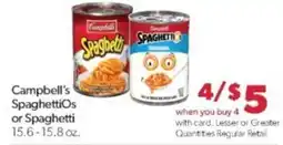 Family Fare Campbell's SpaghettiOs or Spaghetti offer