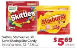 Family Fare Skittles, Starburst or Life Saver Sharing Size Candy offer