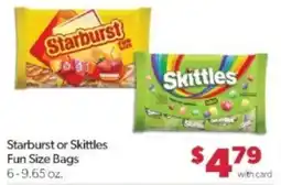 Family Fare Starburst or Skittles Fun Size Bags offer