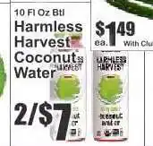 Key Food Harmless Harvest Coconut Water offer