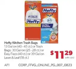 Family Fare Hefty kitchen trash bags offer