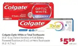 Family Fare Colgate Optic White or Total Toothpaste offer