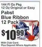 Key Food Pabst Blue Ribbon 12 Pack offer