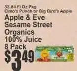 Key Food Apple & Eve Sesame Street Organics 100% Juice 8 Pack offer